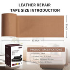 Leather Repair Patch Tape, Light Brown 3 x 61 Inches Self Adhesive Leather - Image 2