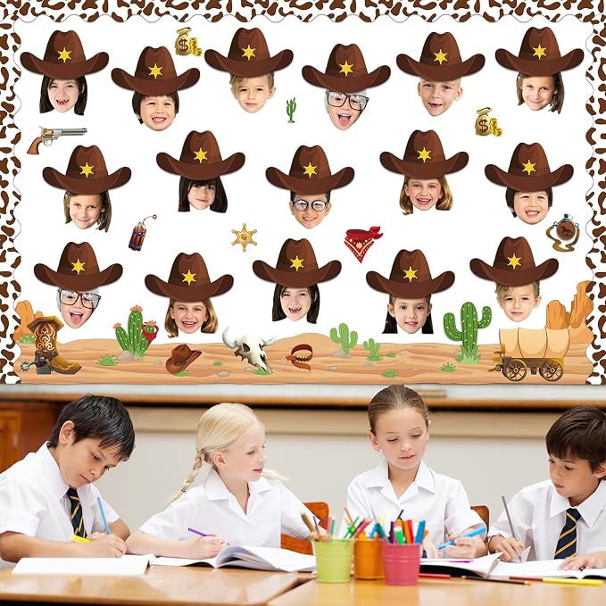 gisgfim 80Pcs Western Cutouts Wild West Cowboy Cowgirl Hat Decorations Bulletin - Image 5