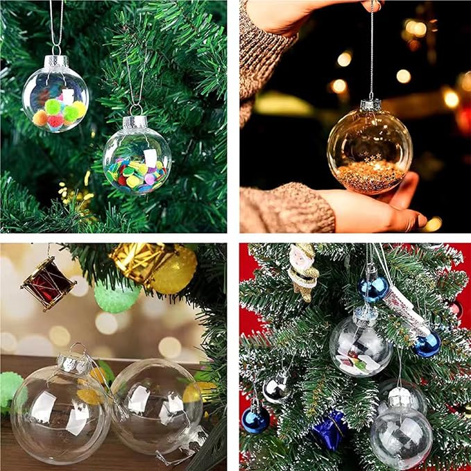 12 Pcs DIY Clear Plastic Fillable Balls Ornament, 2.36Inch Christmas Balls | - Image 5