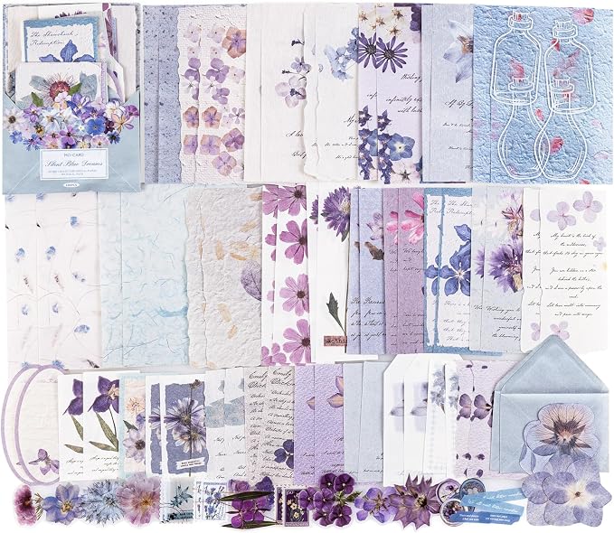 RISYPISY Floral Scrapbook Supplies Kit, Card Making, Art Journal by RISYPISY
