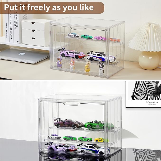 3 Pack Display Case for Collectibles 4 Layer Updated Adjustable Acrylic Display - Image 3