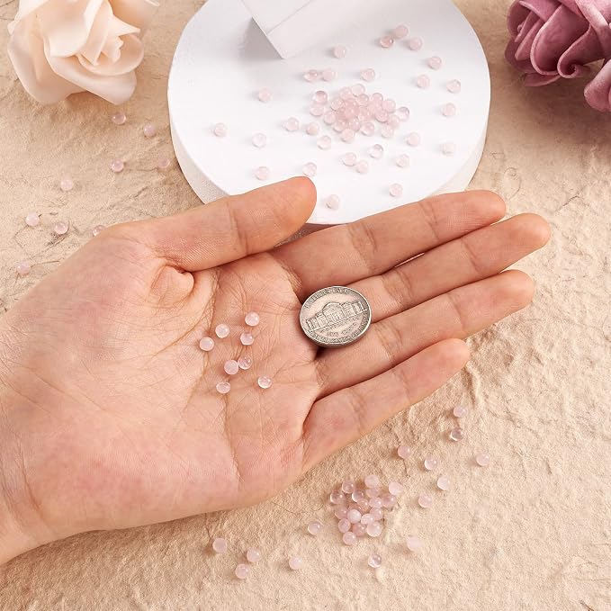 FASHEWELRY 100Pcs Natural Rose Quartz Cabochons Flat Back Gemstone Cabochons - Image 6