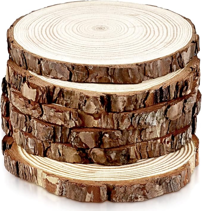 FSWCCK 6 Pack Nature Unfinished Round Wood Slices, 7-8 Inches Wooden Circle by FSWCCK