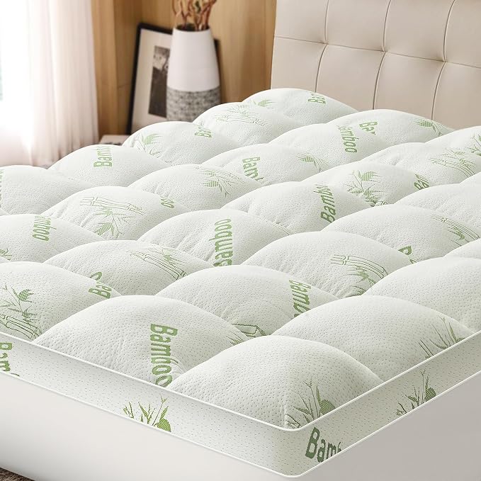 Mattress Topper Full Size Viscose Derived from Bamboo, Thick Soft Pillow Top by Easthome