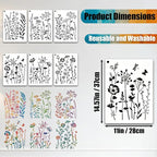 6 PCS Wildflower Stencils for Painting, Reusable Large Floral for Crafts | - Image 2