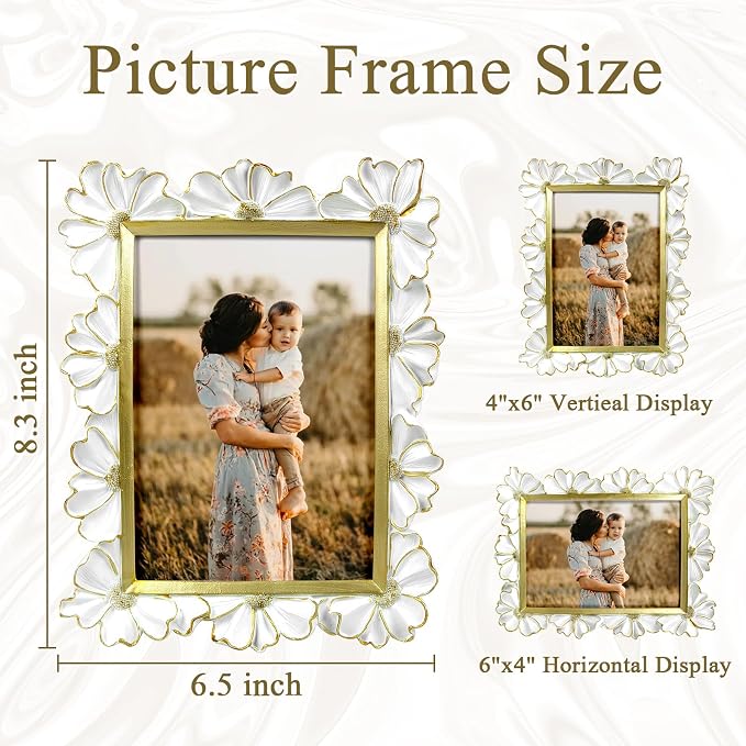 4x6 Vintage Flower Picture Frame, Ornate Antique Photo Frame - Image 4