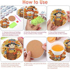 ijbnhd 8 Pcs Diamond Art Coasters Kits Autumn | Diamond Painting Coasters Kit - Image 6