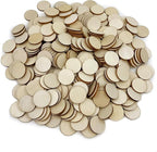 300 Pcs Unfinished Wood Circle Round Disc Blank Natural Wooden Cutout Ornaments by SPKESE