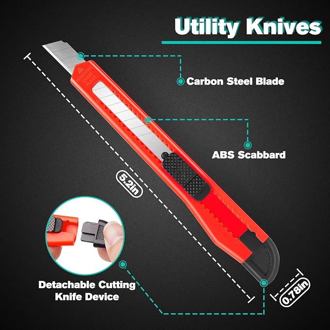 DIYSELF 24Pack Box Cutters Utility Knife Box Cutter Retractable, Extended Use - Image 4