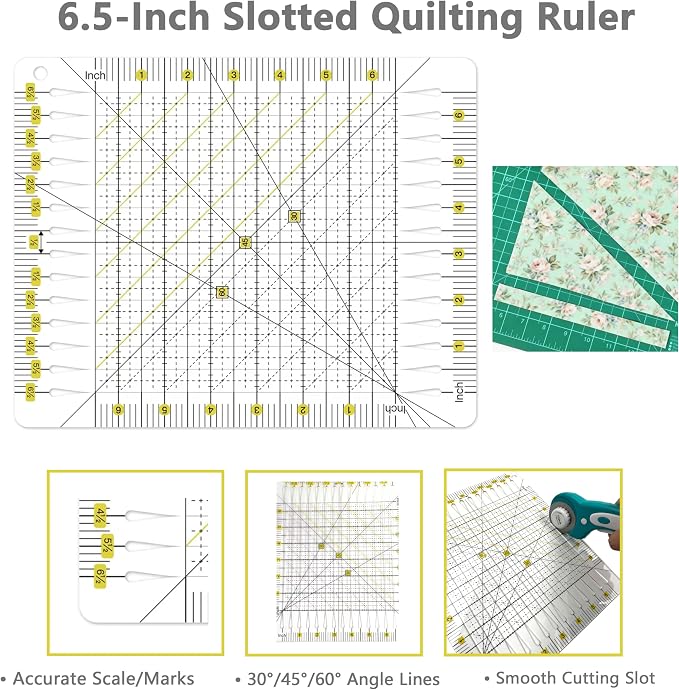 Quilting Kit with Quilting Ruler Holder, Rotary Cutter, Curved Corner Cutter - Image 4