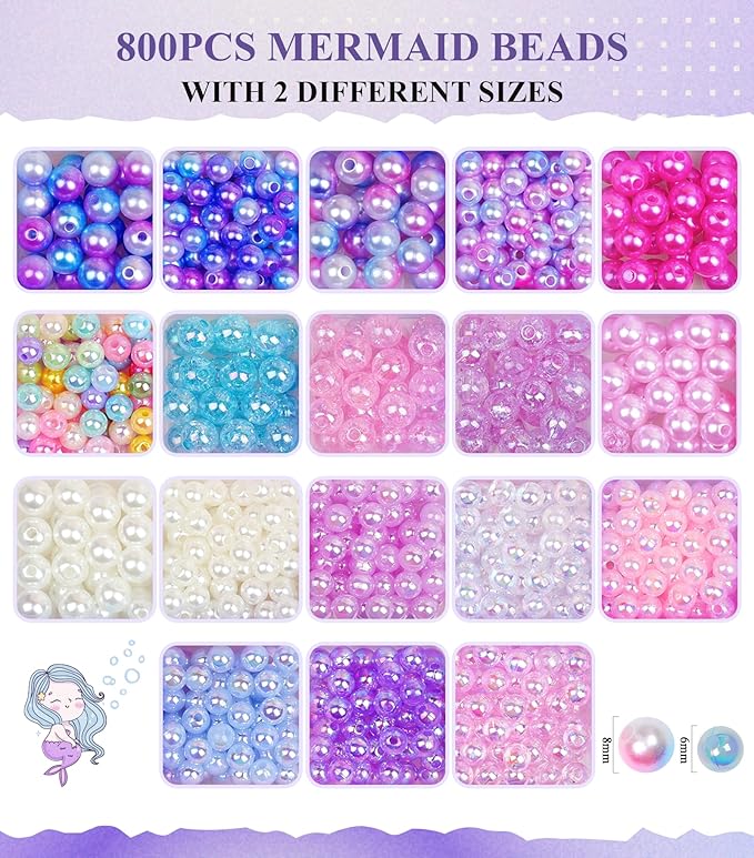DUDUCOFU 900Pcs Mermaid Bracelet Making Kit - Image 3