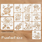 12 Pcs Large Flower Stencils for Painting, 5.12 X 5.12 Inch Flower Stencils for - Image 2