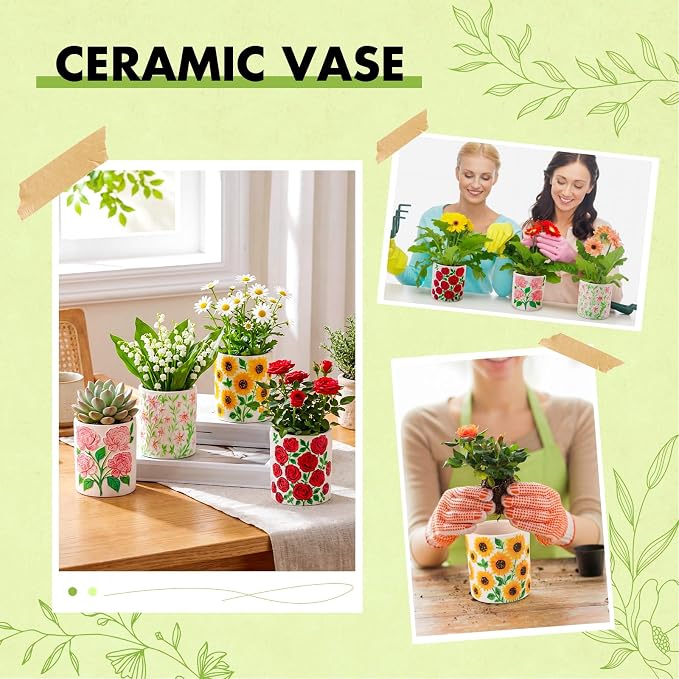 Zubebe 12 Pcs Paint Your Own Ceramic Pots Bulk Unfinished Succulent Pots Craft - Image 5