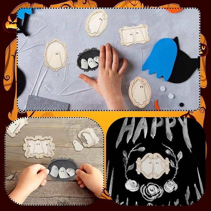 Simgoing 12 Set Wood Ghost DIY Frames Decorating Craft - Image 6