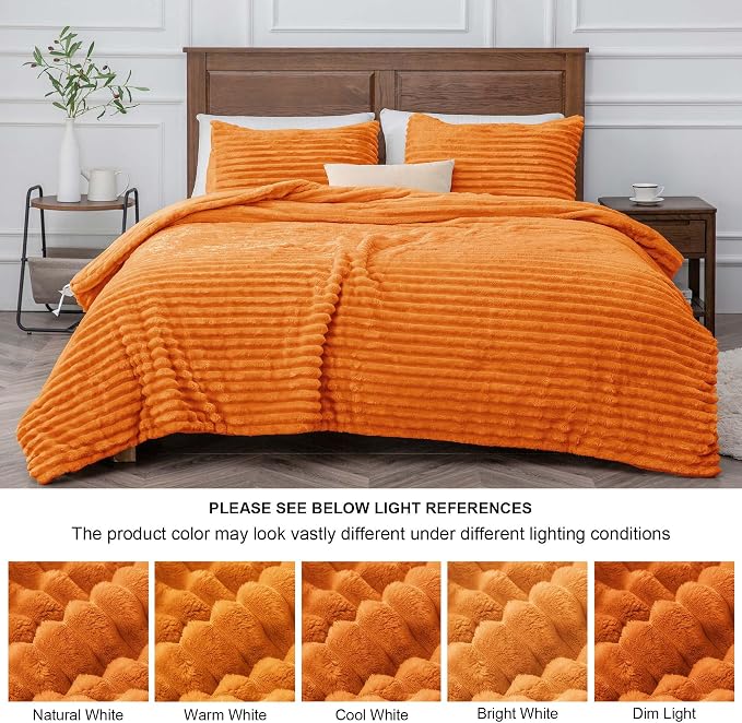 BEDELITE Fleece Twin Comforter Set -Super Soft & Warm Fluffy Burnt Orange - Image 8