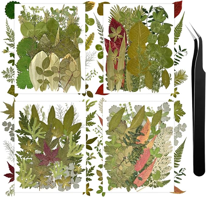 140+ Pcs Dried Flowers Leaves for Crafts, Dried Pressed Flowers for Resin Molds by Wellcometowyegey