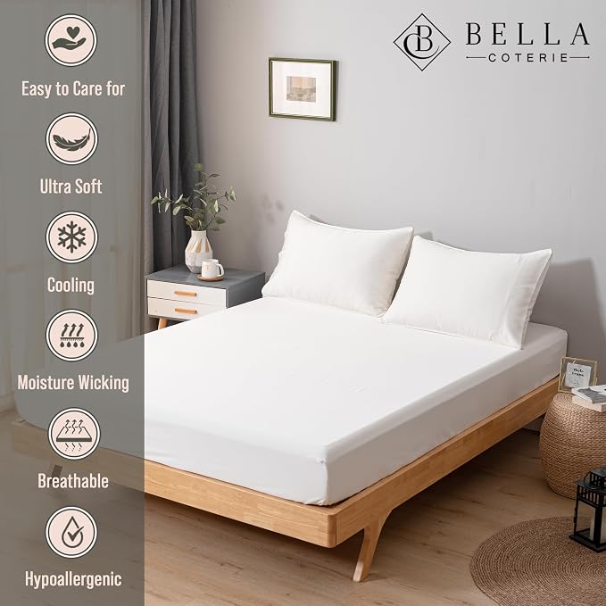 Bella Coterie Queen Size Fitted Sheet Only | Luxury Bamboo Viscose | 100% - Image 2