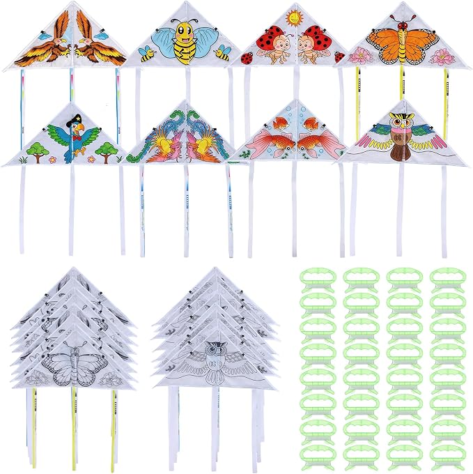 32 Pieces DIY Blank Painting Kites Bulk Kit 23.6 Inch Flying Kites by Unknown