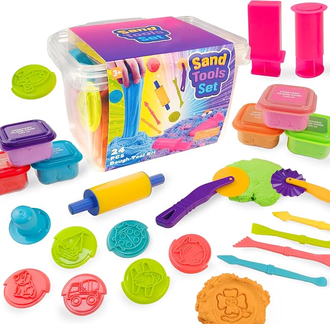 Carolart Sand and Dough Tools Set, 6 Color Cloud Sand Sensory Kit by Carolart