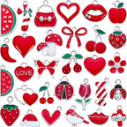 Silver-Tone Enamel Charms Set for DIY Jewelry Making by Anjulery