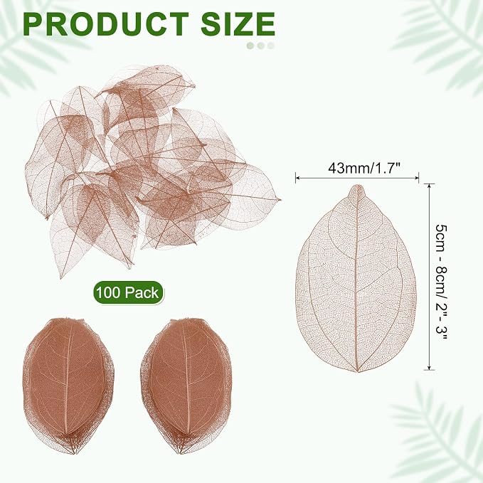 uxcell 100 Pcs Dark Coffee Skeleton Leaves - Image 2