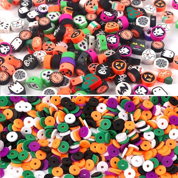 BBita 1480pcs Halloween Polymer Clay Beads Charms Friendship Bracelet Necklace - Image 5