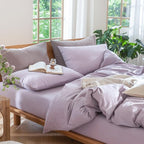 MooMee Bedding Duvet Cover Set 100% Washed Cotton Linen Like Textured - Image 8