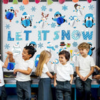 Naozinebi 53PCS 3D Winter Honeycomb Bulletin Board Snowflake Penguin Bulletin - Image 6