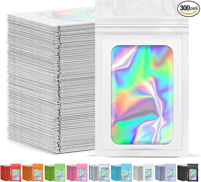 JETMORE 300 Pcs Mylar Bags, Smell Proof Bags Foil Pouch, Holographic Resealable by Jetmore