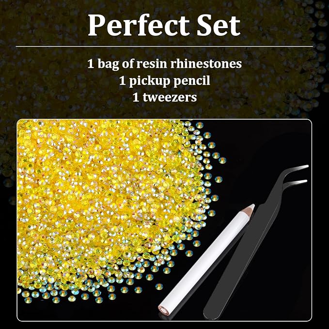 5000pcs 3mm Resin Rhinestones Bulk, Transparent Lemon Yellow AB Flatback Round - Image 4