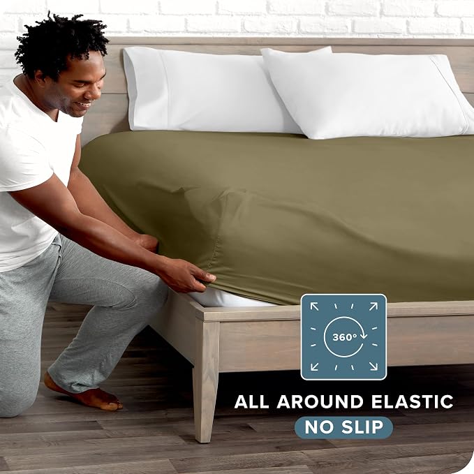 Bare Home Fitted Bottom Sheet Queen Size - Image 3