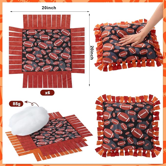 Chunful 6 Sets Football Sports Ball Tied Pillow Craft Kit DIY Football Pillow - Image 2