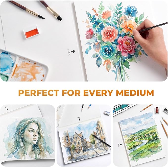 Fuumuui 9×12 Watercolor Paper Block, Textured Rough 100% Cotton Watercolor Paper - Image 8