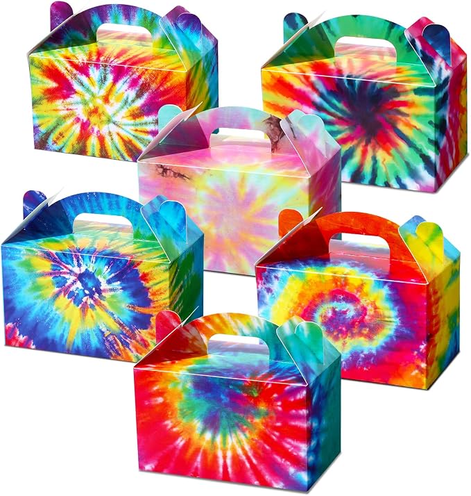 TaoBary 24 Pcs Tie Dye Party Favor Boxes Tie Dye Party Supplies Colorful by TaoBary