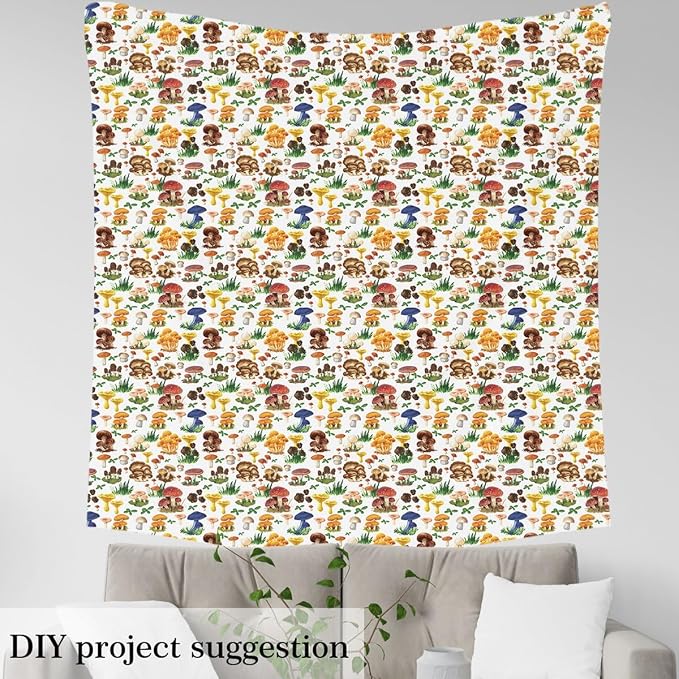 Feelyou Mushroom Fabric by The Yard, Cute Mushrooms Botanical Plants Upholstery - Image 3