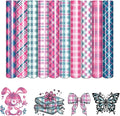 Tintnut Pink Blue Plaid Heat Transfer Vinyl, easy cut & weed, stretch washable by Tintnut