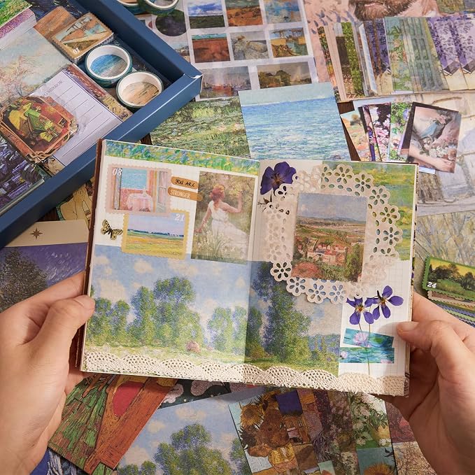 Scrapbooking Supplies Kit Plus 480Pcs, Vintage Van Gogh Oil Painting Aesthetic - Image 6