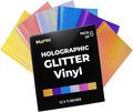 Permanent Glitter Vinyl for Cricut Sparkle Holographic Vinyl Adhesive Sheets by Kraftex
