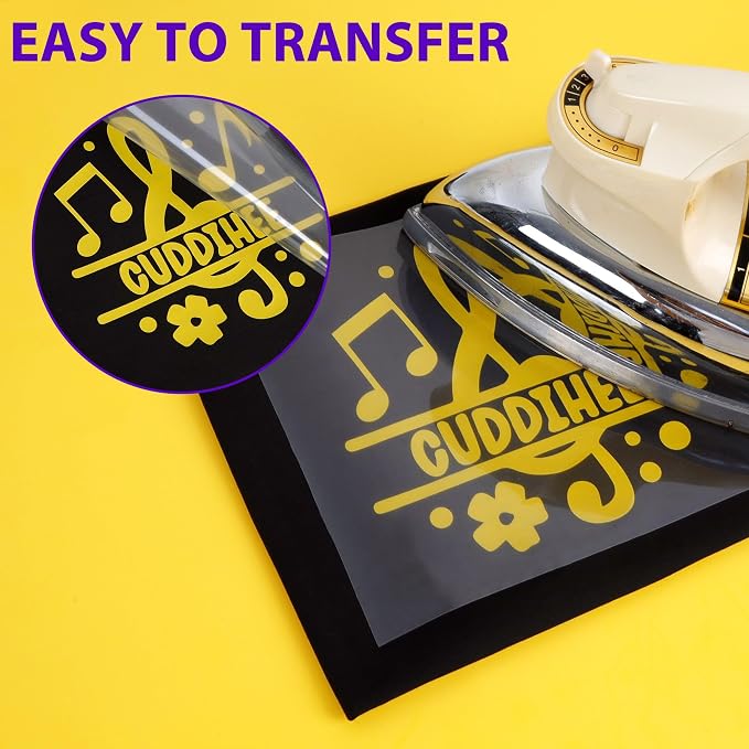 HTVVETUR Yellow HTV Iron on Vinyl 12Inch by 35ft Heat Transfer Vinyl - Image 5