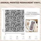 Tintnut Leopard Permanent Vinyl Zebra Pattern Adhesive Vinyl 8 Pcs 12x10in | - Image 2