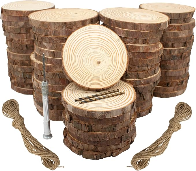 Unfinished Natural Wood Slices by KXEXK