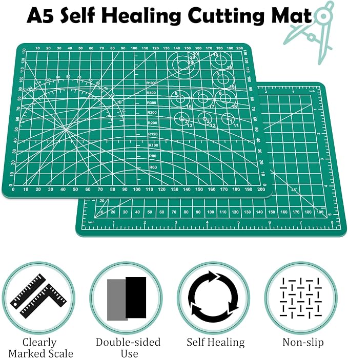 A5 Cutting Mat, 8in x 6in Small Self Healing Sewing Mat Rotary Cutting Mat - Image 3