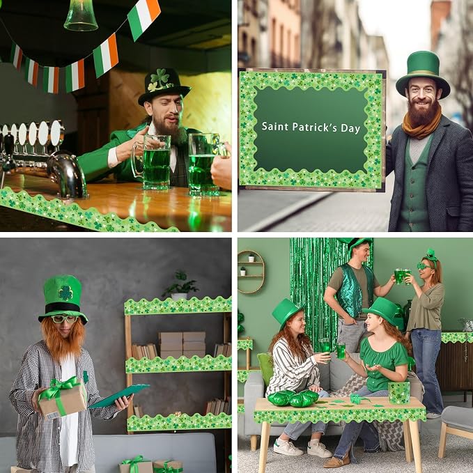 69 Feet St Patricks Day Bulletin Board Decorations Lucky Green Shamrock Clover - Image 6