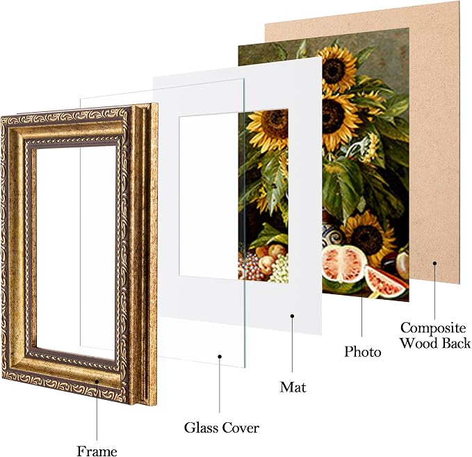 eletecpro 4x6 Vintage Picture Frame, Glass Cover, Bronze Gold, Horizontal or - Image 2