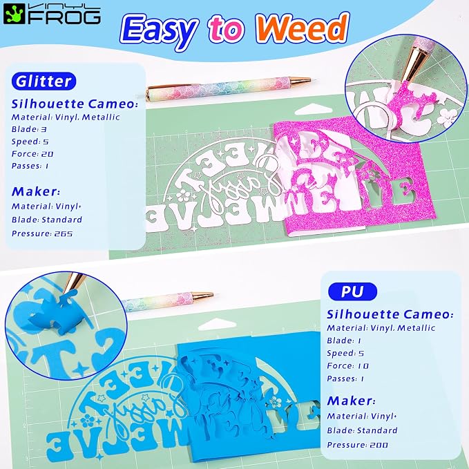 VINYL FROG Neon HTV Vinyl PU Fluorescent and Glitter Heat Transfer Vinyl Bundle - Image 3