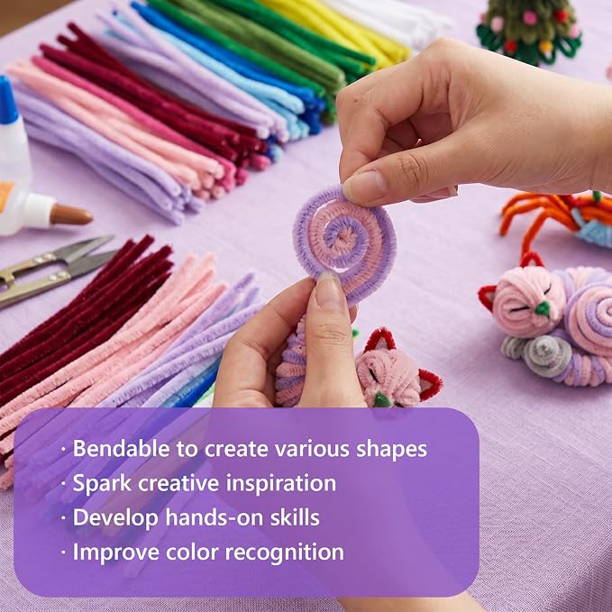 Cwczhi 1500 PCS Pipe Cleaners, 50 Colors Creative Chenille Stems Craft | Fuzzy - Image 6