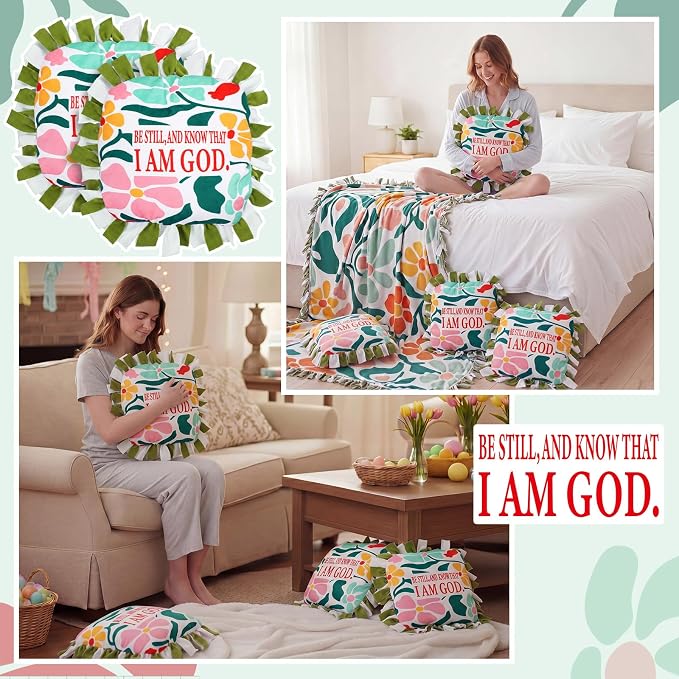 Chunful 6 Sets Christian Tied Pillow Craft Kit Religious Bible Be Still and - Image 4