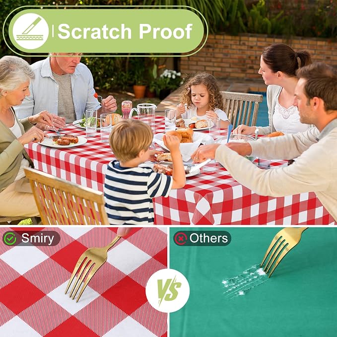 Smiry Rectangle Table Cloth, Waterproof Vinyl Tablecloth - Image 5