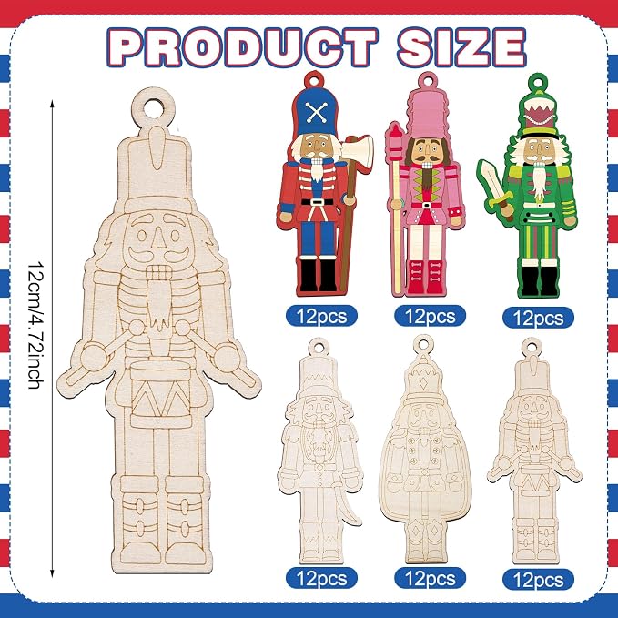 Cinnvoice 60 Pcs Wood Christmas Crafts - Image 4