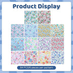 84 Pcs Charm Packs for Quiltings, Colorful Bright Pastel Spring Floral Print - Image 3